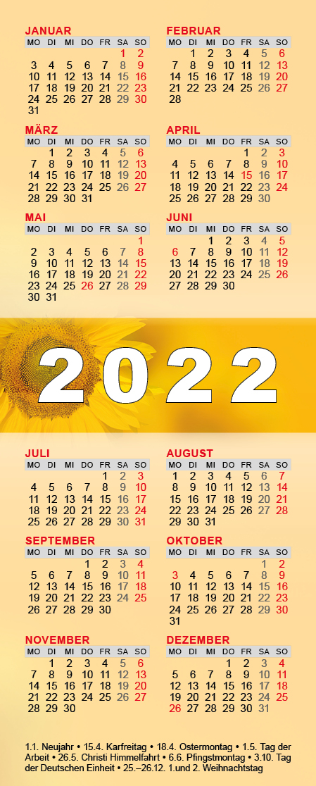 Lesezeichenkalender 2022